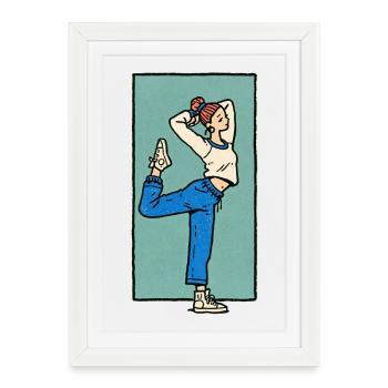 Yoga - Femme #1 - Affiche encadrée (27 × 37 cm) - blanc - Devant