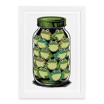 Pot de grenouille : Pile d’amphibiens joueur - Affiche encadrée (27 × 37 cm) - blanc - Devant