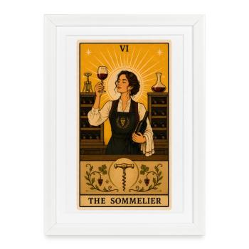 Sommelière | Tarot dégustation de vin - Affiche encadrée (27 × 37 cm) - blanc - Devant