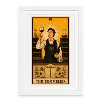 Sommelier | Tarot dégustation de vin - Affiche encadrée (27 × 37 cm) - blanc - Devant
