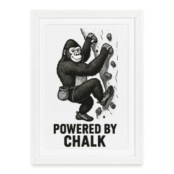 Gorilla Bouldering – Powered by Chalk Saying - Framed poster (27 × 37 cm) - white - Front