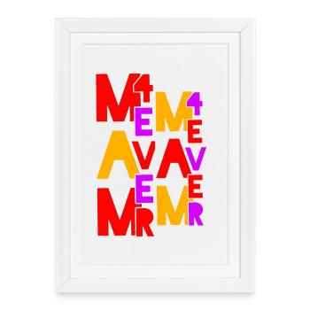 Collage typographique coloré de MEMES - Affiche encadrée (27 × 37 cm) - blanc - Devant
