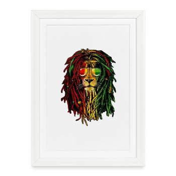 Lion Rasta - Framed poster (27 × 37 cm) - white - Front