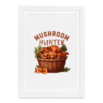 Chasseur de champignons - Affiche encadrée (27 × 37 cm) - blanc - Devant