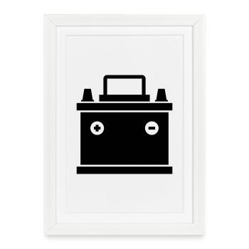 Car battery - Framed poster (27 × 37 cm) - white - Front