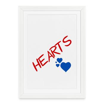 Blue hearts and red letters - Framed poster (27 × 37 cm) - white - Front