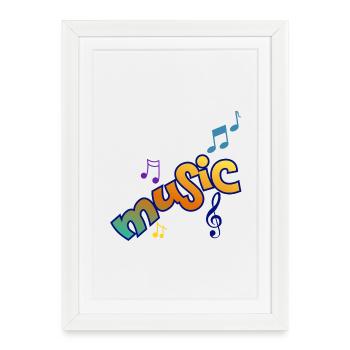 Musique et notes - Affiche encadrée (27 × 37 cm) - blanc - Devant