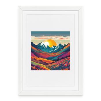 Sunrise in colorful mountain landscapes - Framed poster (27 × 37 cm) - white - Front