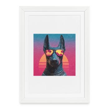 Anubis Synthwave - Dieu en vacances - Affiche encadrée (27 × 37 cm) - blanc - Devant