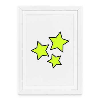ETOILE. ETOILES. STAR. FÊTE. ANNIVERSAIRE. NOËL - Affiche encadrée (27 × 37 cm) - blanc - Devant
