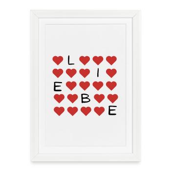 Red Heart Pattern Repeat - Framed poster (27 × 37 cm) - white - Front