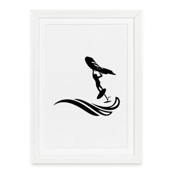 Wingfoiler on wave - Framed poster (27 × 37 cm) - white - Front