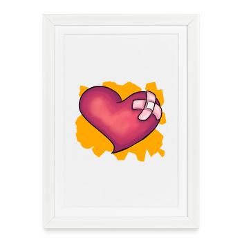 Cœur Patché - Affiche encadrée (27 × 37 cm) - blanc - Devant