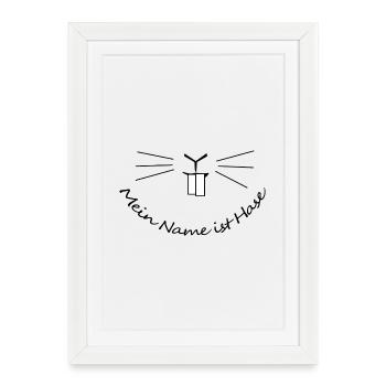 Mein Name ist Hase – Funny German Saying Art - Framed poster (27 × 37 cm) - white - Front
