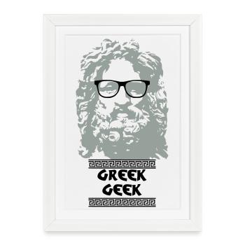 Greek Geek - Affiche encadrée (27 × 37 cm) - blanc - Devant