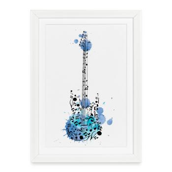 guitare musique groupe rock partition concert jouer cool - Affiche encadrée (27 × 37 cm) - blanc - Devant