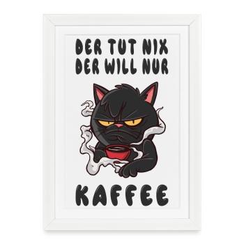 Café Chats Design - Affiche encadrée (27 × 37 cm) - blanc - Devant