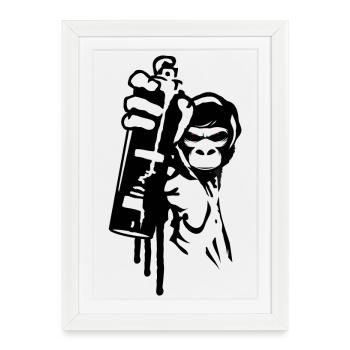 sprayer gorille d’art de rue cool dans le style graffiti - Affiche encadrée (27 × 37 cm) - blanc - Devant