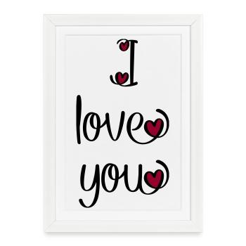 Je t'aime - Affiche encadrée (27 × 37 cm) - blanc - Devant