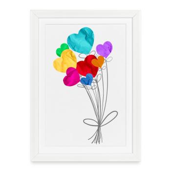 Bouquet of heart-shaped balloons - Framed poster (27 × 37 cm) - white - Front