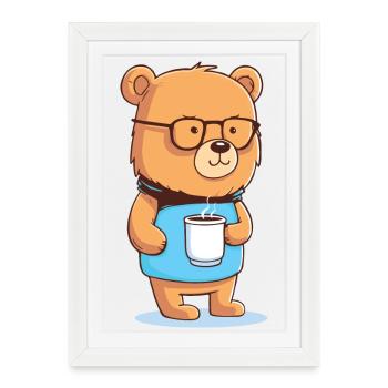 Cozy Coffee Bear - Framed poster (27 × 37 cm) - white - Front
