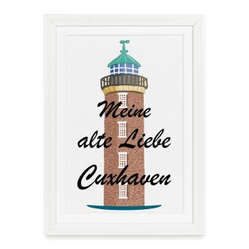 Cuxhaven, phare de Hambourg à l’Alte Liebe - Affiche encadrée (27 × 37 cm) - blanc - Devant