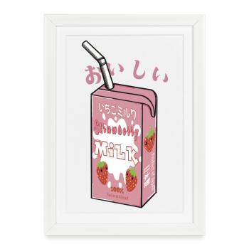 Lait de fraise japonais - Affiche encadrée (27 × 37 cm) - blanc - Devant