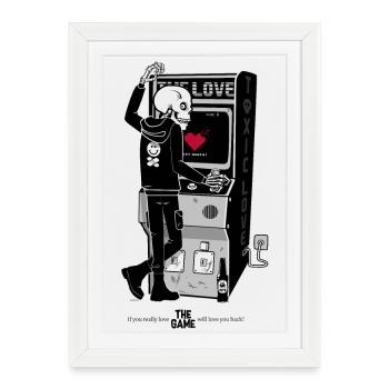 Skeleton at Retro Arcade Heartbreak - Framed poster (27 × 37 cm) - white - Front