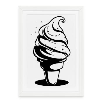 Croquis de cornet de crème glacée - Affiche encadrée (27 × 37 cm) - blanc - Devant