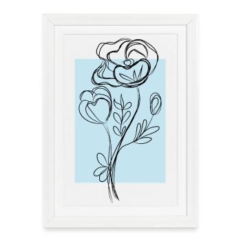 Conception élégante de l’art floral au trait - Affiche encadrée (27 × 37 cm) - blanc - Devant