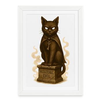 Masque Magique Chat Noir - Affiche encadrée (27 × 37 cm) - blanc - Devant