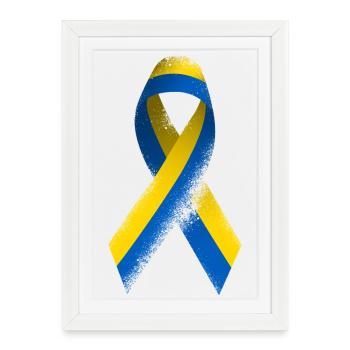 Drapeau de la paix avec ruban ukrainien - Affiche encadrée (27 × 37 cm) - blanc - Devant