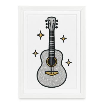Une guitare scintillante pour le cœur du musicien - Affiche encadrée (27 × 37 cm) - blanc - Devant