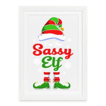 Elfe Elf Cadeau de Noël Douleur dans le cou - Affiche encadrée (27 × 37 cm) - blanc - Devant