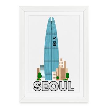 SEOUL Skyline – Modern City Design - Framed poster (27 × 37 cm) - white - Front