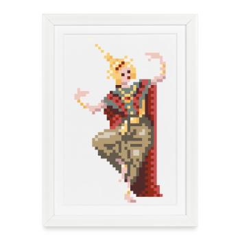 8bit thai dancer - Gerahmtes Poster (27 × 37 cm) - Weiß - Vorne