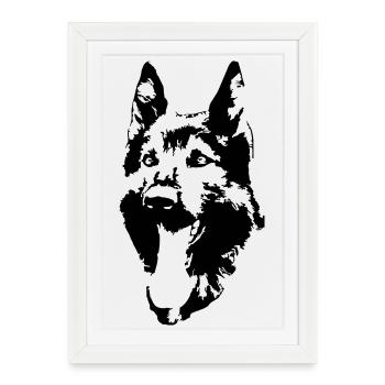 German Shepherd Head - Framed poster (27 × 37 cm) - white - Front