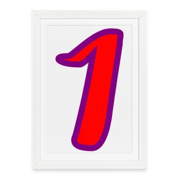 1. 1 AN. 1er ANNIVERSAIRE. ANNIVERSAIRE 1 AN - Affiche encadrée (27 × 37 cm) - blanc - Devant