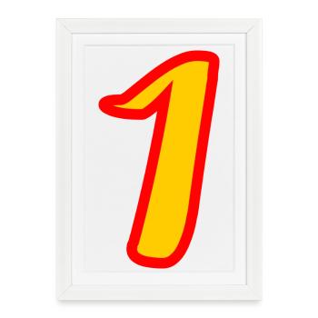 1. 1 AN. 1er ANNIVERSAIRE. ANNIVERSAIRE 1 AN - Affiche encadrée (27 × 37 cm) - blanc - Devant