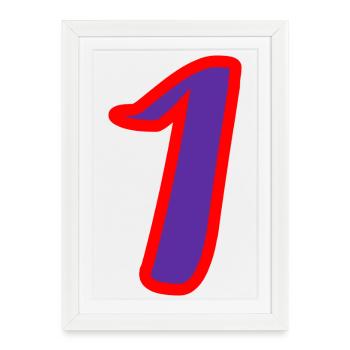 1. 1 AN. 1er ANNIVERSAIRE. ANNIVERSAIRE 1 AN - Affiche encadrée (27 × 37 cm) - blanc - Devant