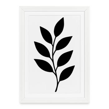 Branch with leaves silhouette - Framed poster (27 × 37 cm) - white - Front
