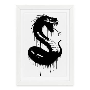Black snake with dripping ink - Framed poster (27 × 37 cm) - white - Front