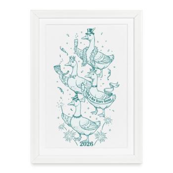 Célébration festive du Nouvel An 2026 - Affiche encadrée (27 × 37 cm) - blanc - Devant