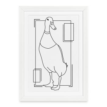 Canard coureur dans un design géométrique - Affiche encadrée (27 × 37 cm) - blanc - Devant