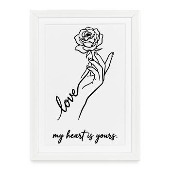 My Heart Is Yours - Valentine Rose Minimalist - Framed poster (27 × 37 cm) - white - Front