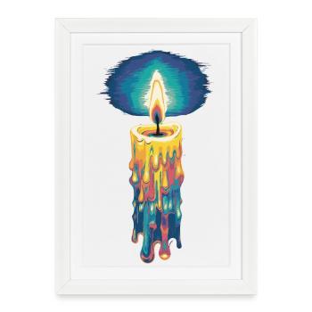 Faith Light Candle Retro Spirit Design - Affiche encadrée (27 × 37 cm) - blanc - Devant