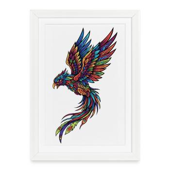 Phénix néon sur fond noir - Affiche encadrée (27 × 37 cm) - blanc - Devant