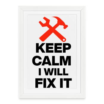 RESTE CALME, JE VAIS ARRANGER ÇA ! PAPA ARTISAN CADEAU - Affiche encadrée (27 × 37 cm) - blanc - Devant