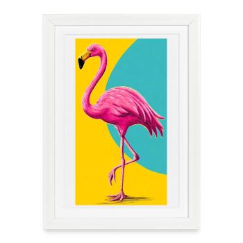 Flamant - Affiche encadrée (27 × 37 cm) - blanc - Devant
