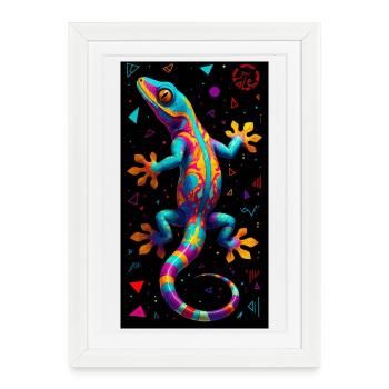 Gecko - Affiche encadrée (27 × 37 cm) - blanc - Devant